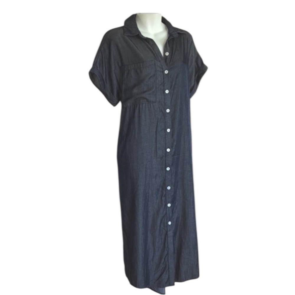 Cupshe chambray shirtDress Women's M Casual  Denim-look Buttons, short sleeves